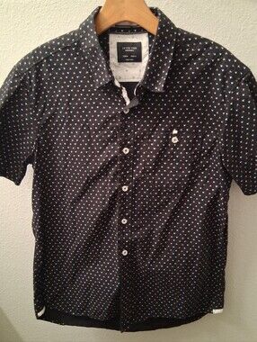 Level Ten Mens Short Sleeve Patterned Button Up Medium